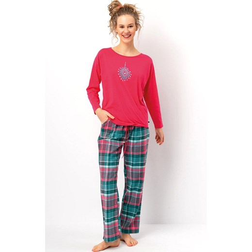 Bawełniana piżama damska LNS 420, Kolor czerwono-zielony, Rozmiar S, Key ze sklepu Primodo w kategorii Piżamy damskie - zdjęcie 186295508