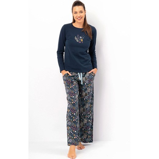 Bawełniana piżama damska LNS 571, Kolor granatowy-wzór, Rozmiar S, Key ze sklepu Primodo w kategorii Piżamy damskie - zdjęcie 186295539