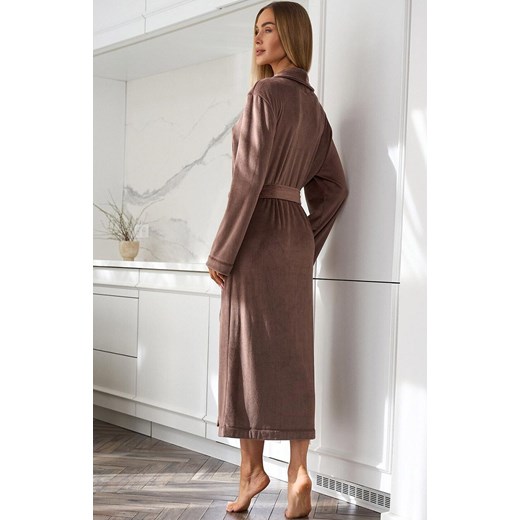 Długi szlafrok damski czekoladowy 2510 Aura, Kolor czekoladowy, Rozmiar XL, L&amp;L ze sklepu Primodo w kategorii Szlafroki damskie - zdjęcie 186295635