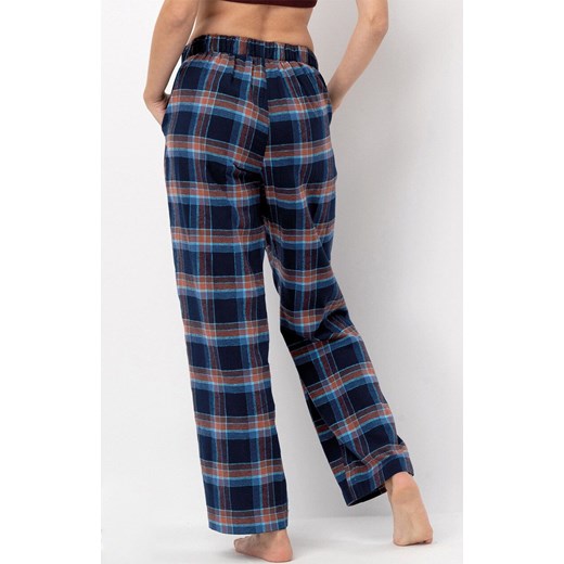 Flanelowe spodnie damskie w kratę LHE 431, Kolor granatowy-kratka, Rozmiar S, Key ze sklepu Intymna w kategorii Piżamy damskie - zdjęcie 186296105