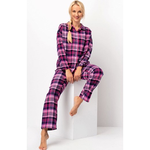 Flanelowa piżama damska LNS 490, Kolor fuksja-wzór, Rozmiar S, Key ze sklepu Intymna w kategorii Piżamy damskie - zdjęcie 186296147
