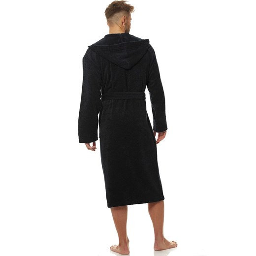 Długi szlafrok męski z kapturem antracytowy 2104, Kolor antracytowy, Rozmiar L, L&amp;L ze sklepu Intymna w kategorii Szlafroki męskie - zdjęcie 186296208