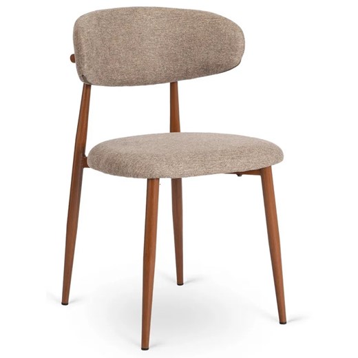 Beżowe retro krzesło na orzechowych nogach M8-K29 ze sklepu Edinos.pl w kategorii Krzesła - zdjęcie 186296347