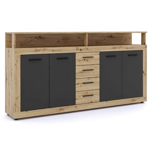 Komoda z 4 szufladami dąb artisan + czarny 190cm M1-D85 ze sklepu Edinos.pl w kategorii Komody - zdjęcie 186296397
