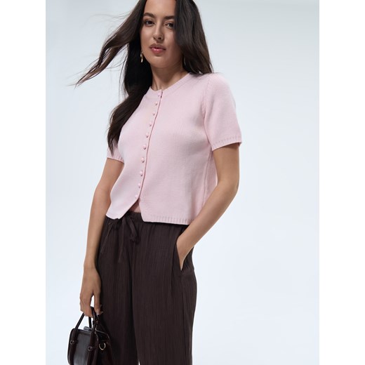 Mohito - Bawełniany pastelowy kardigan - pastelowy różowy ze sklepu Mohito w kategorii Swetry damskie - zdjęcie 186302168