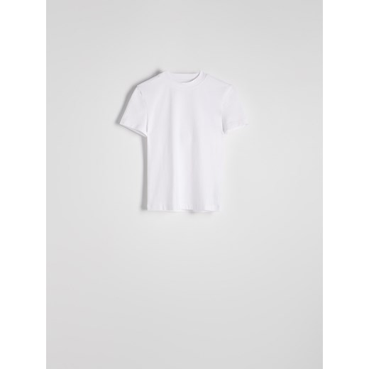 Reserved - T-shirt regular - biały ze sklepu Reserved w kategorii Bluzki damskie - zdjęcie 186302648