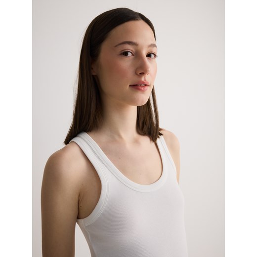 Reserved - Bawełniany top halter - biały Reserved L promocja Reserved