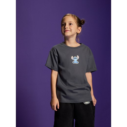 Reserved - T-shirt ze świecącym nadrukiem - ciemnoszary ze sklepu Reserved w kategorii Bluzki dziewczęce - zdjęcie 186302805