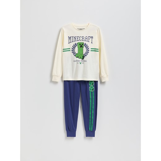 Reserved - Bawełniana piżama Minecraft - złamana biel ze sklepu Reserved w kategorii Piżamy dziecięce - zdjęcie 186302907