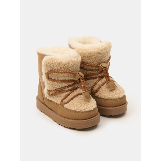 Sinsay - Śniegowce z wełnianą wyściółką zapinane na rzep - brązowy Sinsay 20 Sinsay