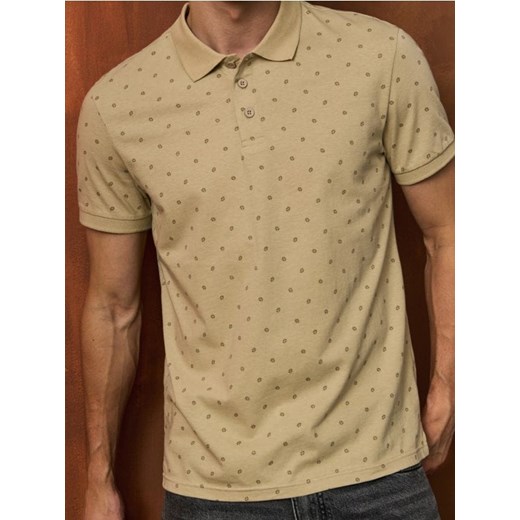 Sinsay - Koszulka polo ze wzorem - beżowy ze sklepu Sinsay w kategorii T-shirty męskie - zdjęcie 186304116