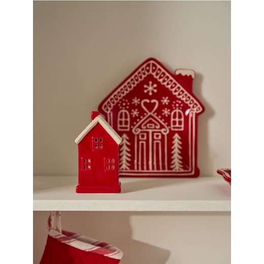 Sinsay - Świecznik z motywem zimowym w kształcie domka - czerwony Sinsay One Size Sinsay