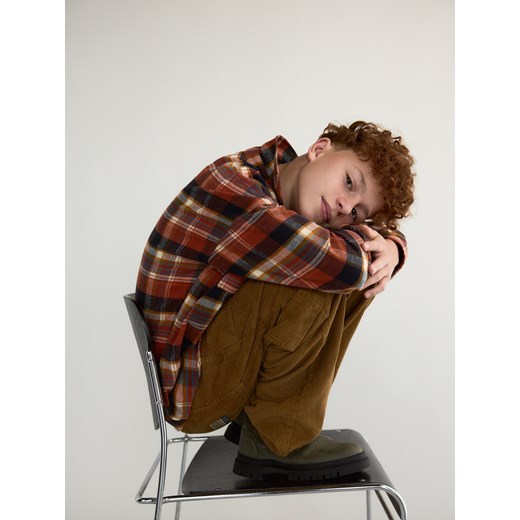 Reserved - Bawełniana koszula w kratę - pomarańczowy ze sklepu Reserved w kategorii Koszule chłopięce - zdjęcie 186305236