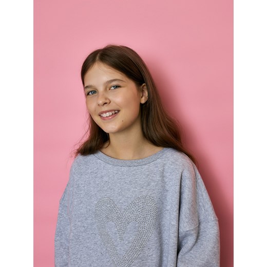 Reserved - Bluza z aplikacją - jasnoszary ze sklepu Reserved w kategorii Bluzy dziewczęce - zdjęcie 186305275
