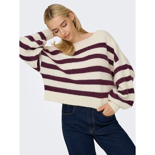 ONLY Sweter w kolorze kremowo-fioletowym XS Limango Polska okazyjna cena