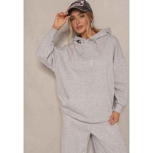 Jasnoszara Bluza z Kapturem Foss ze sklepu renee.pl w kategorii Bluzy damskie - zdjęcie 186309449