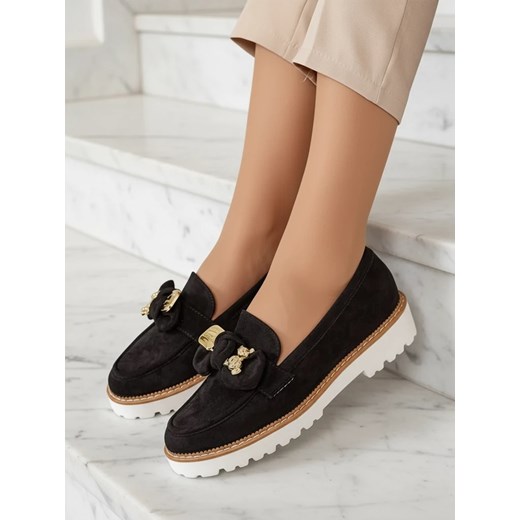 Nero Elegante Mokasyny z Ekologicznej Skóry ze sklepu royalfashion.pl w kategorii Mokasyny damskie - zdjęcie 186312115