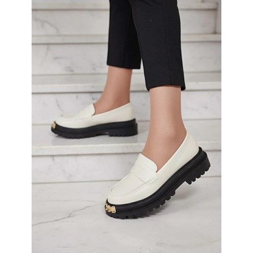 Loafersy Damskie Aurelia Beżowe na Platformie 5cm - Stylowe i Wygodne ze sklepu royalfashion.pl w kategorii Mokasyny damskie - zdjęcie 186312119