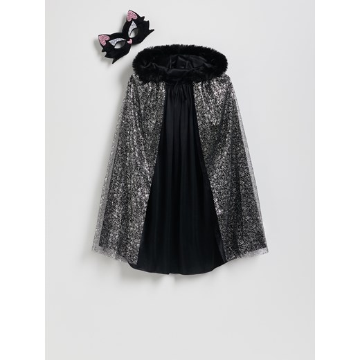 Reserved - Błyszcząca peleryna z maską kotka - czarny ze sklepu Reserved w kategorii Dla dziecka - zdjęcie 186312865