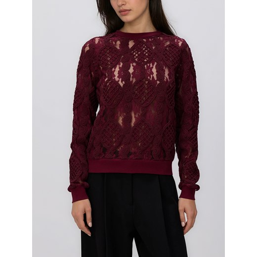 Reserved - Koronkowa bluzka - bordowy ze sklepu Reserved w kategorii Bluzki damskie - zdjęcie 186315037