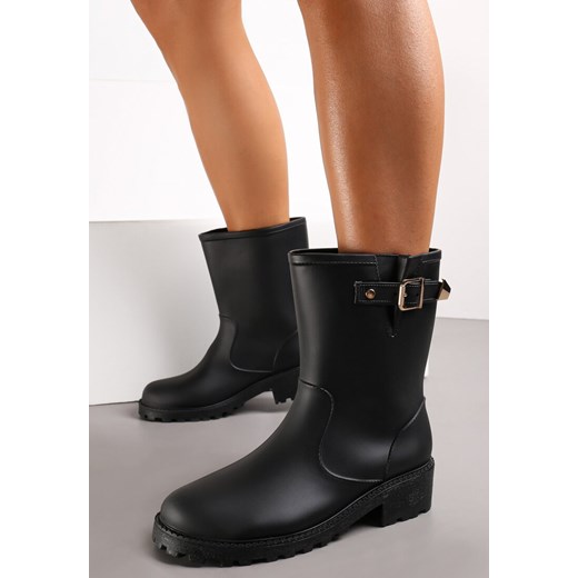 Czarne Kalosze Ozdobione Paskiem i Klamrą Ismini ze sklepu renee.pl w kategorii Kalosze damskie - zdjęcie 186315687