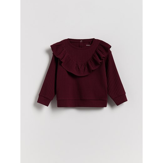 Reserved - Koszulka z falbanką - bordowy ze sklepu Reserved w kategorii Bluzki dziewczęce - zdjęcie 186316336