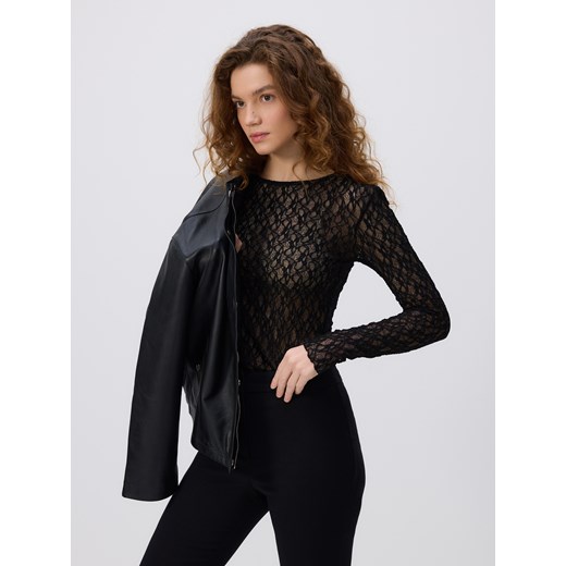Reserved - Koronkowa bluzka - czarny ze sklepu Reserved w kategorii Bluzki damskie - zdjęcie 186316345