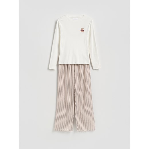 Reserved - Dwuczęściowa piżama z modalem - beżowy ze sklepu Reserved w kategorii Piżamy damskie - zdjęcie 186318808