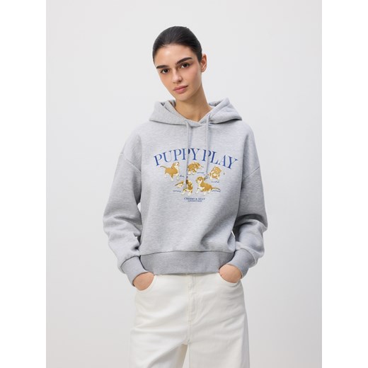 Reserved - Bluza french terry z nadrukiem - jasnoszary Reserved XS promocja Reserved