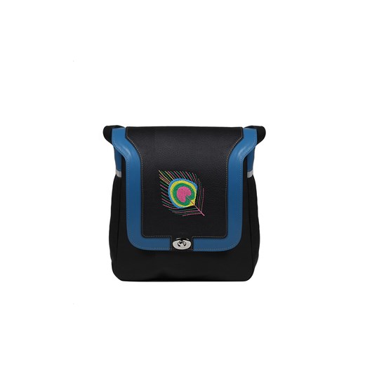 torebka damska skórzana Pawie Pióro na ramię czarno-niebieska ze sklepu Słoń Torbalski w kategorii Listonoszki - zdjęcie 186319459