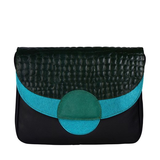 czarno zielona torebka skórzana na ramię Rainbow ze sklepu Słoń Torbalski w kategorii Listonoszki - zdjęcie 186319687