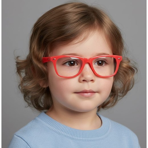 Okulary dziecięce zerówki prostokątne oprawki korekcyjne PK10A czerwony ze sklepu Stylion w kategorii Akcesoria dziecięce - zdjęcie 186319765