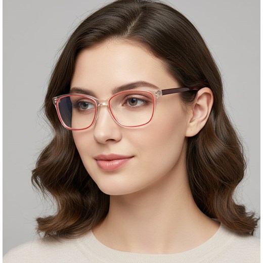 Damskie kocie oprawki korekcyjne okulary zerówki TR-99D bezbarwny/czerwony ze sklepu Stylion w kategorii Oprawki do okularów damskie - zdjęcie 186319775