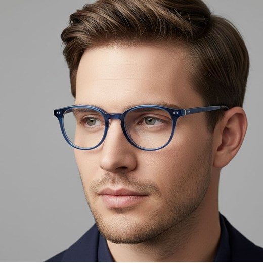 Okulary zerówki korekcyjne oprawki lenonki AC32C granatowe ze sklepu Stylion w kategorii Oprawki do okularów damskie - zdjęcie 186319785