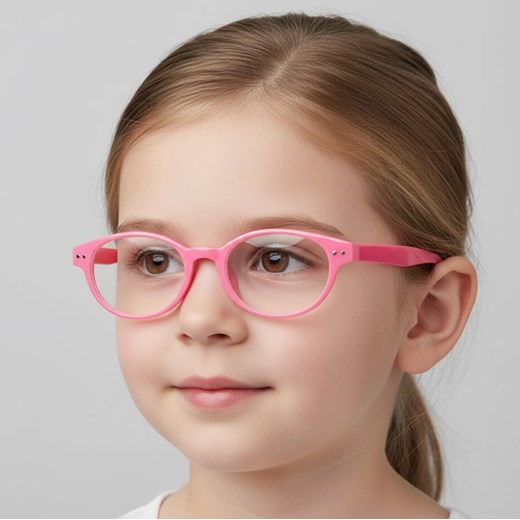 Okulary dziecięce zerówki owalne oprawki korekcyjne PK14B różowe ze sklepu Stylion w kategorii Akcesoria dziecięce - zdjęcie 186319787