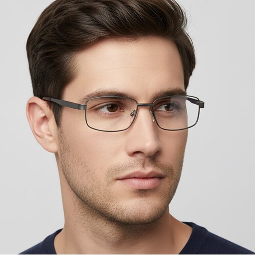 Męskie Oprawki korekcyjne zerówki okulary metalowe 639D czarne ze sklepu Stylion w kategorii Okulary korekcyjne męskie - zdjęcie 186319795