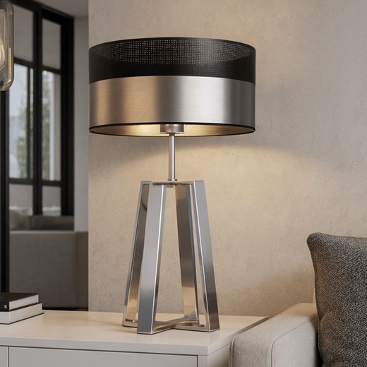 Srebrna lampa stołowa do salonu glamour THOR GLAM - id: 12505 - marki Ciekot Partners Sp. Z O. O. - 186320786 Srebrna lampa stołowa do salonu glamour THOR GLAM ze sklepu Lysne w kategorii Lampy stołowe - zdjęcie 186320786