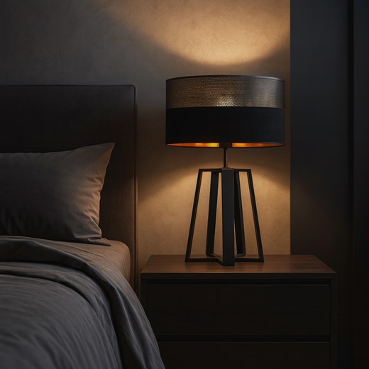 Duża lampa stołowa do salonu glamour czarna THOR GLAM - id: 12507 - marki Ciekot Partners Sp. Z O. O. - 186320789 Duża lampa stołowa do salonu glamour czarna THOR GLAM ze sklepu Lysne w kategorii Lampy stołowe - zdjęcie 186320789