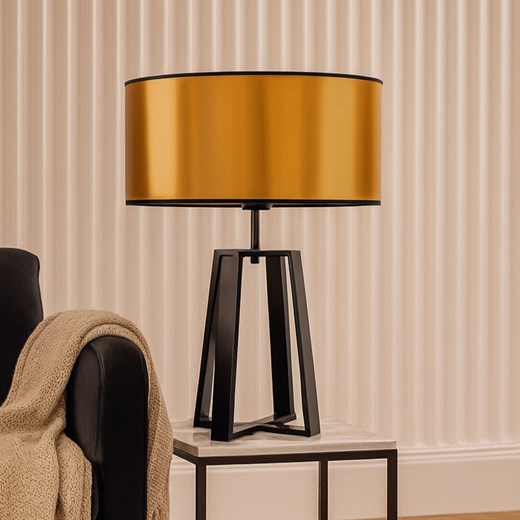 Czarno-złota lampa stołowa do salonu THOR MIRROR ze sklepu Lysne w kategorii Lampy stołowe - zdjęcie 186320817