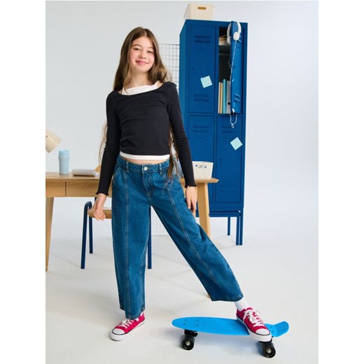 Sinsay - Jeansy wide leg - indigo jeans - id: 874ET-57J - marki Sinsay - 186321007 Sinsay - Jeansy wide leg - indigo jeans ze sklepu Sinsay w kategorii Spodnie dziewczęce - zdjęcie 186321007