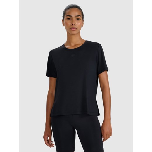 Damska koszulka treningowa 4F 4FWMM00TFTSF1829 - czarna ze sklepu Sportstylestory.com w kategorii Bluzki damskie - zdjęcie 186321226