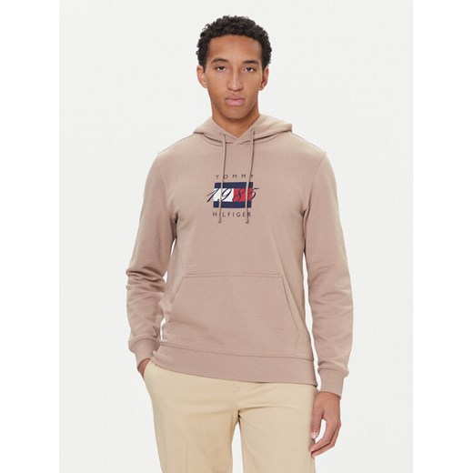 Tommy Hilfiger Bluza Linear Flag MW0MW41332 Beżowy Regular Fit ze sklepu MODIVO w kategorii Bluzy męskie - zdjęcie 186323105