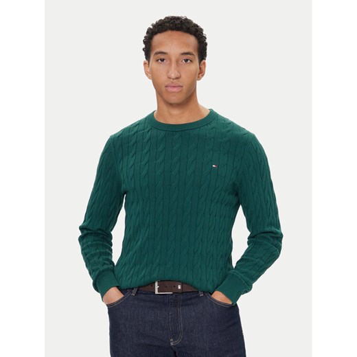 Tommy Hilfiger Sweter MW0MW33132 Zielony Regular Fit ze sklepu MODIVO w kategorii Swetry męskie - zdjęcie 186323115