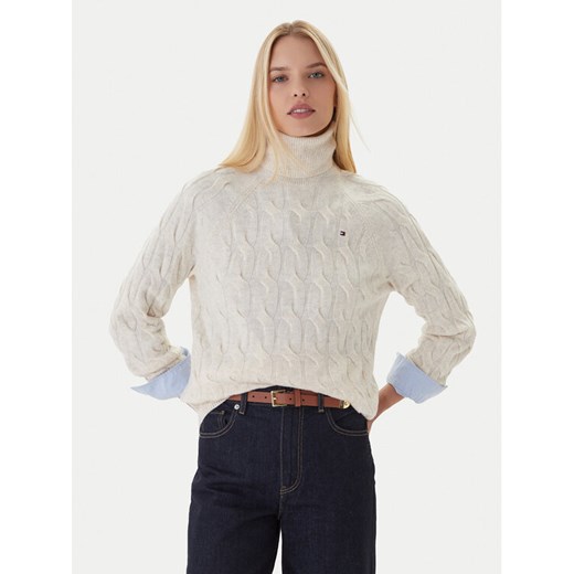 Tommy Hilfiger Golf WW0WW46791 Beżowy Regular Fit ze sklepu MODIVO w kategorii Swetry damskie - zdjęcie 186323207