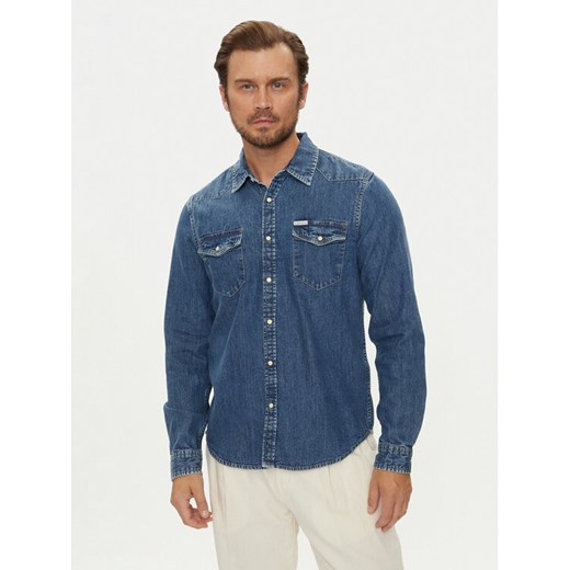 Guess Jeans Koszula jeansowa M4YH55 D5EI1 Granatowy Slim Fit ze sklepu MODIVO w kategorii Koszule męskie - zdjęcie 186323305