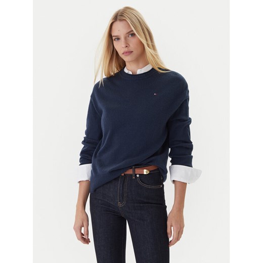 Tommy Hilfiger Sweter WW0WW46438 Granatowy Regular Fit ze sklepu MODIVO w kategorii Swetry damskie - zdjęcie 186323547