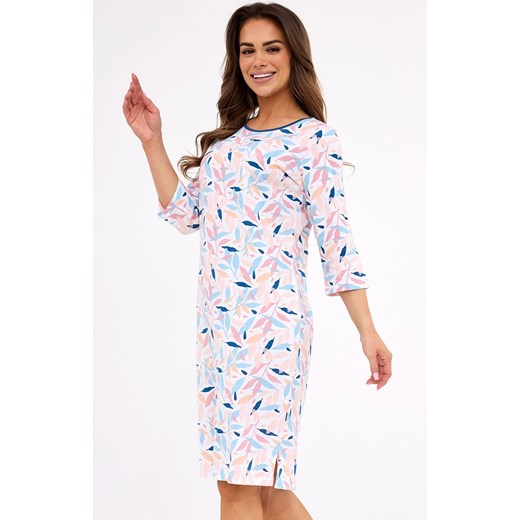 Bawełniana koszula nocna plus size 464/457 Hannah, Kolor biało-różowo-niebieski, Rozmiar 3XL, Cornette ze sklepu Primodo w kategorii Koszule nocne - zdjęcie 186325765