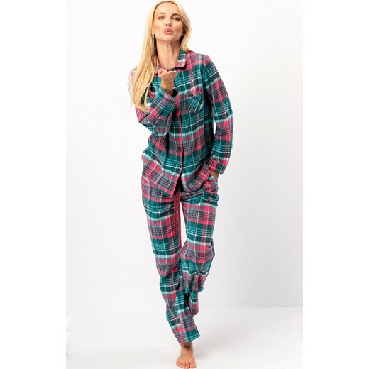 Flanelowa piżama damska LNS 419, Kolor czerwono-zielony, Rozmiar S, Key ze sklepu Primodo w kategorii Piżamy damskie - zdjęcie 186325828