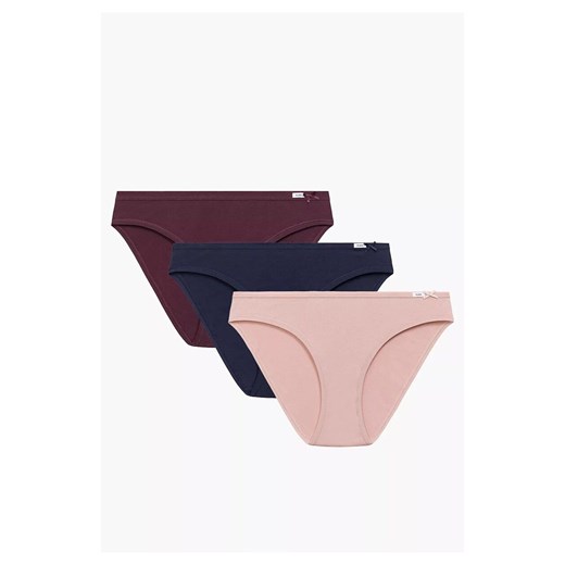 Atlantic 3-pack figi damskie Bikini 3CLP-001-ROSC/WIN/GRA, Kolor granatowo-bordowo-różowy, Rozmiar S, ATLANTIC ze sklepu Intymna w kategorii Majtki damskie - zdjęcie 186327238