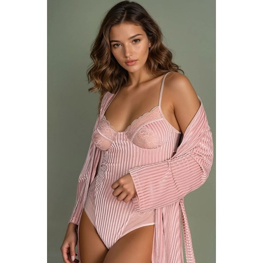 Body damskie Agimin LC 90615, Kolor róż pudrowy, Rozmiar S/M, LivCo Corsetti Fashion ze sklepu Intymna w kategorii Body damskie - zdjęcie 186327277